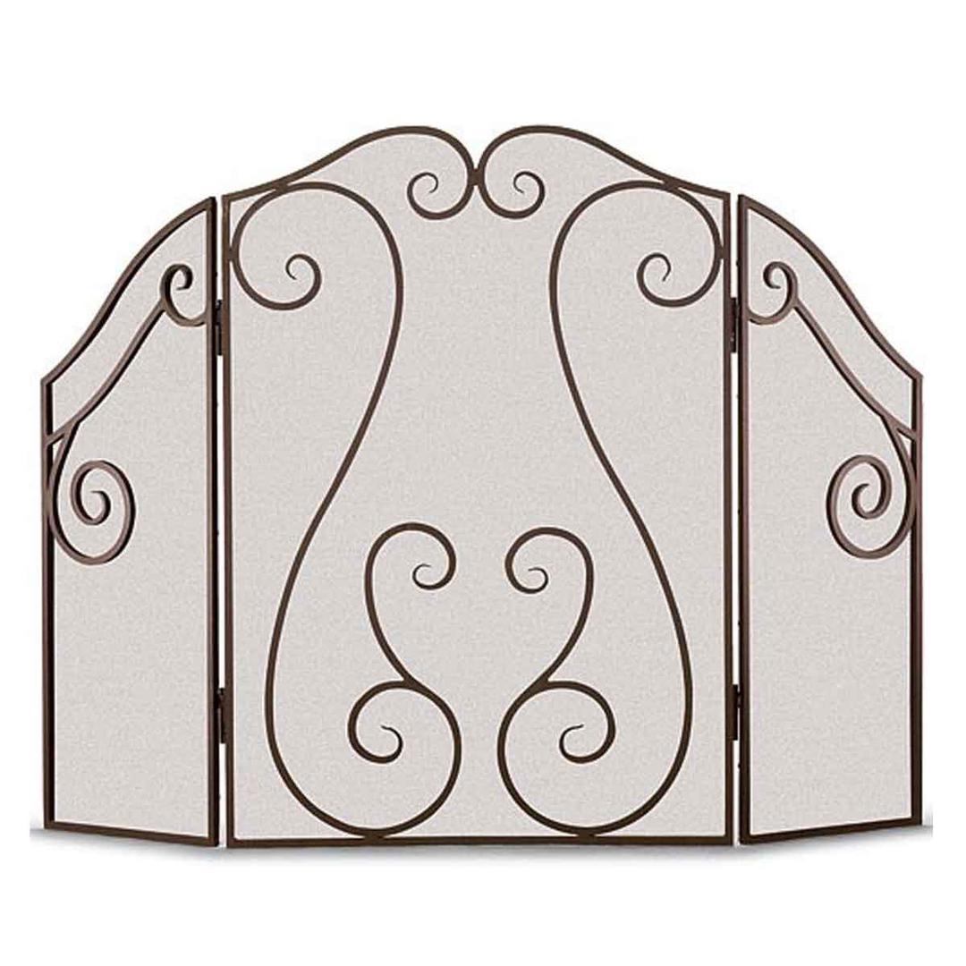 Antique Scroll 3 Panel Screen - Brushed Bronze