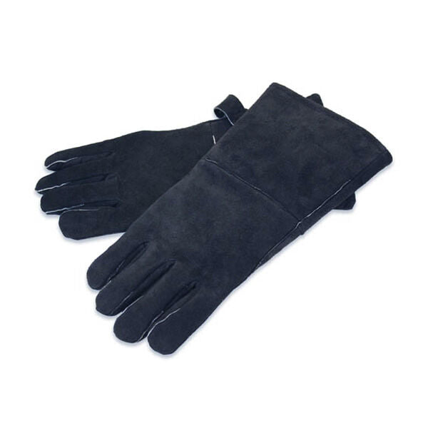 Black Leather Hearth Gloves 13"L