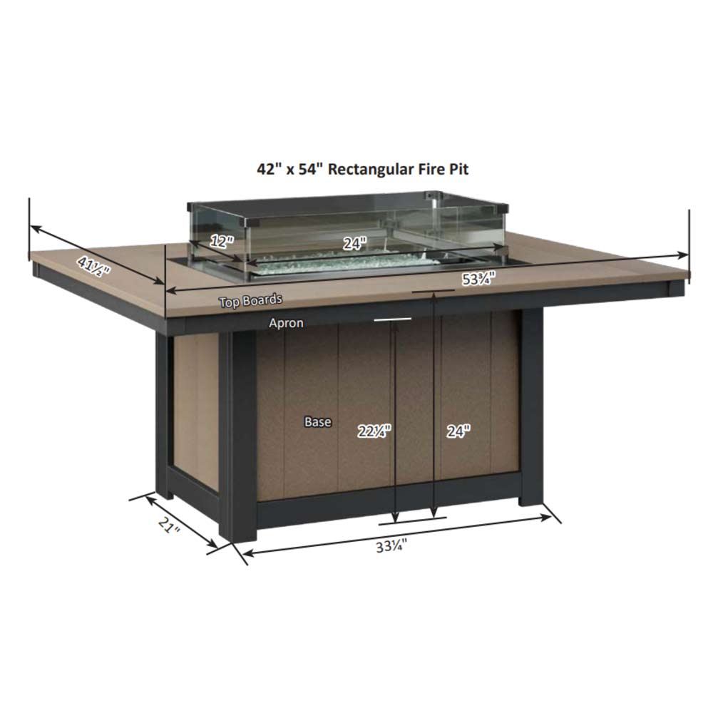 Donoma 42" x 54" Hammered Rectangular Fire Pit