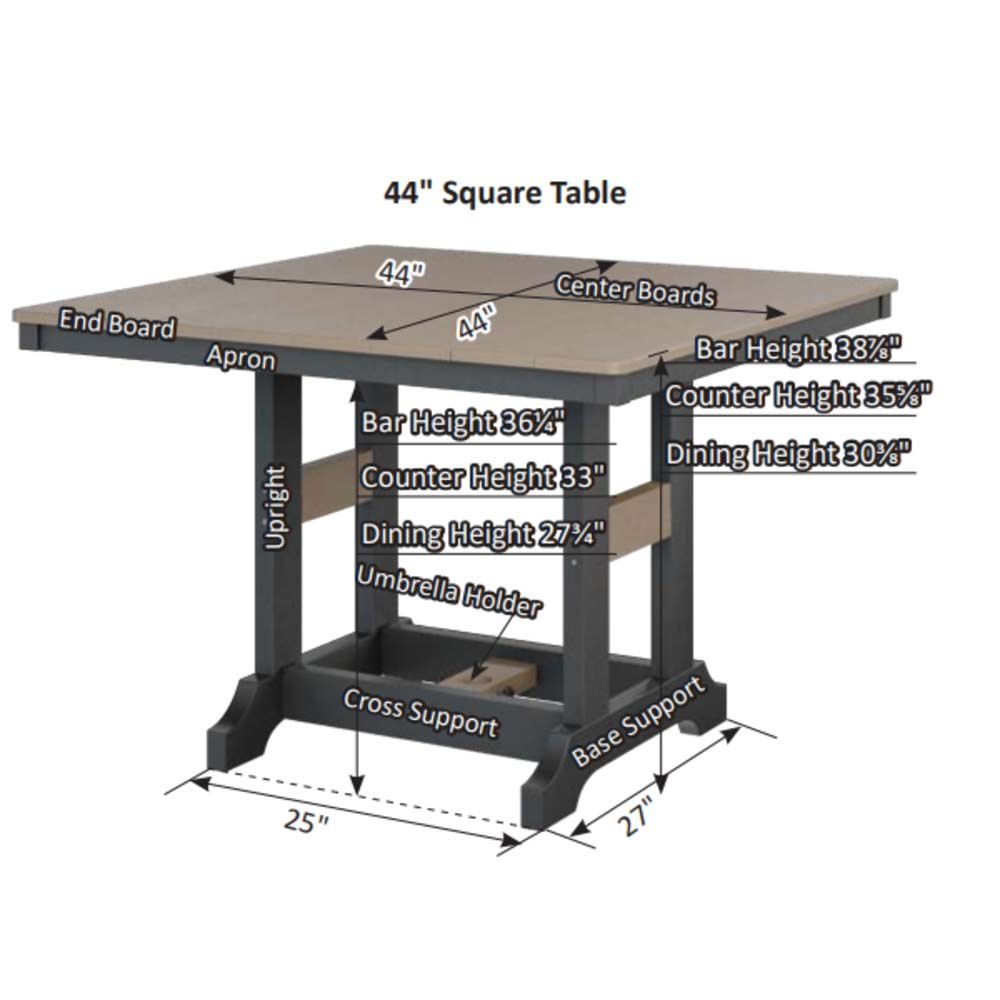 Garden Classic 44" Hammered Square Bar Table