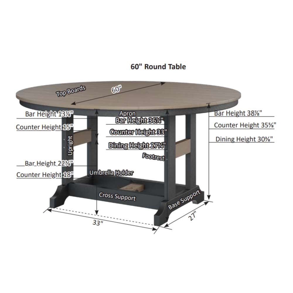 Garden Classic 60" Round Bar Table