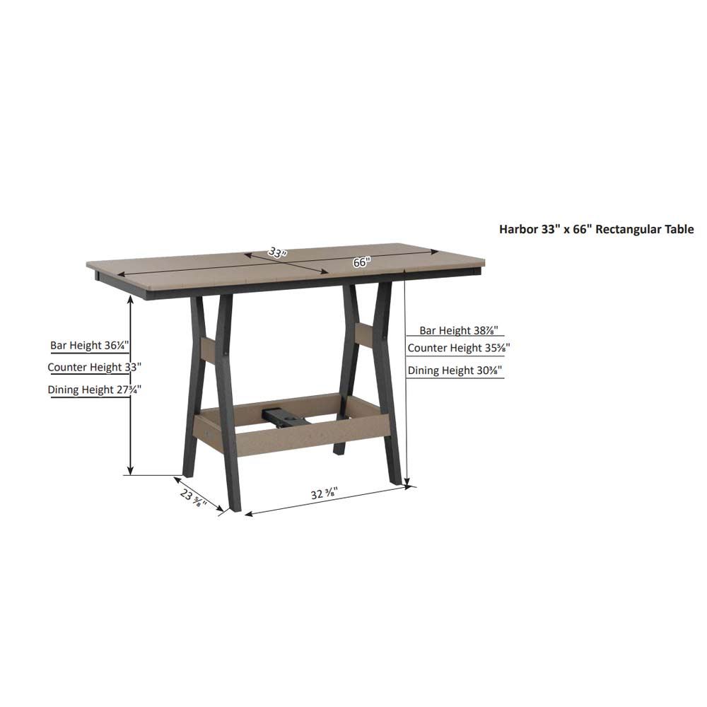 Harbor 33" X 66" Hammered Rectangular Bar Table