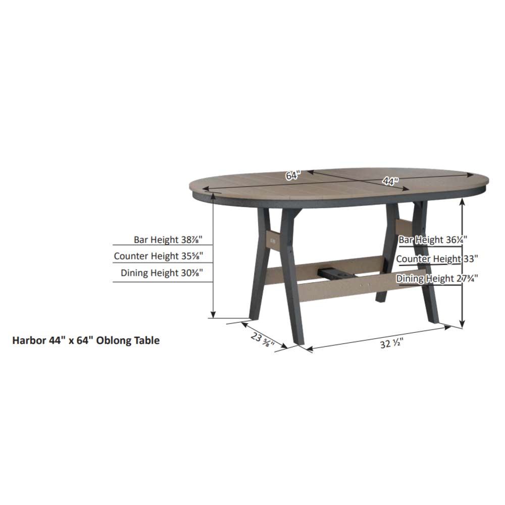 Harbor 44" x 64" Hammered Oblong Bar Table