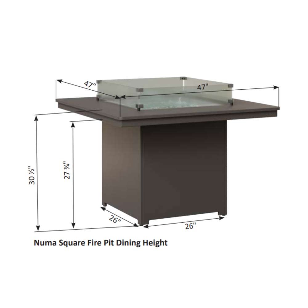 Numa 47" Hammered Square Fire Dining Table