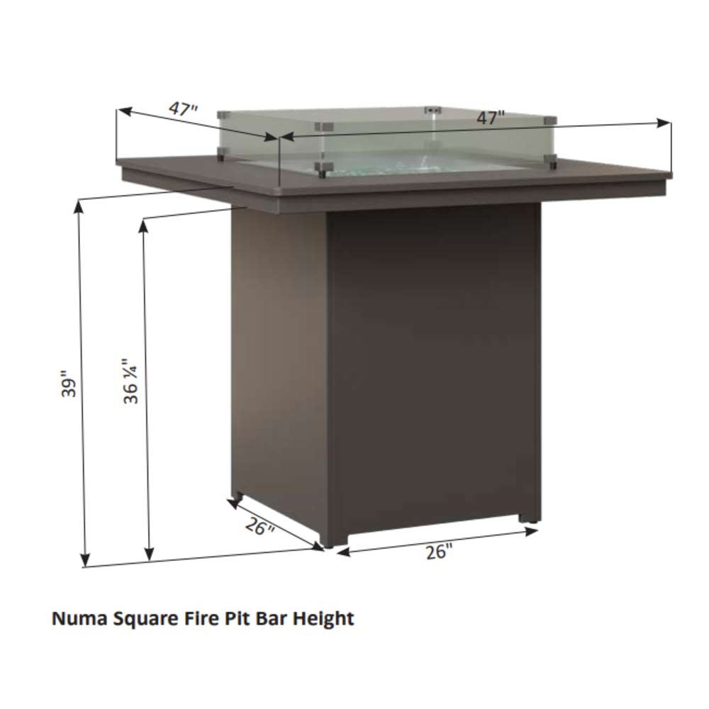 Numa 47" Hammered Square Bar Fire Table