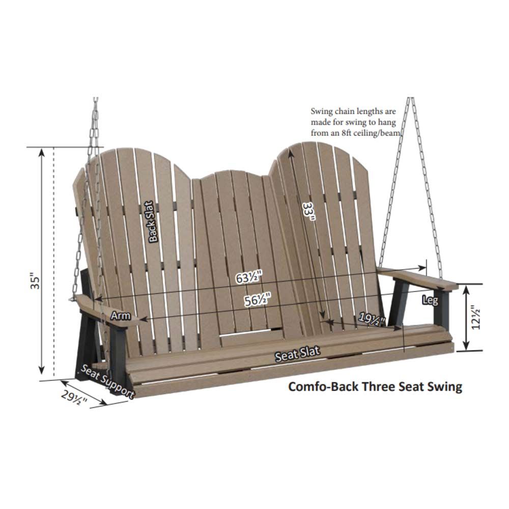Comfo-Back 3-Seat Swing (Stainless Chains)