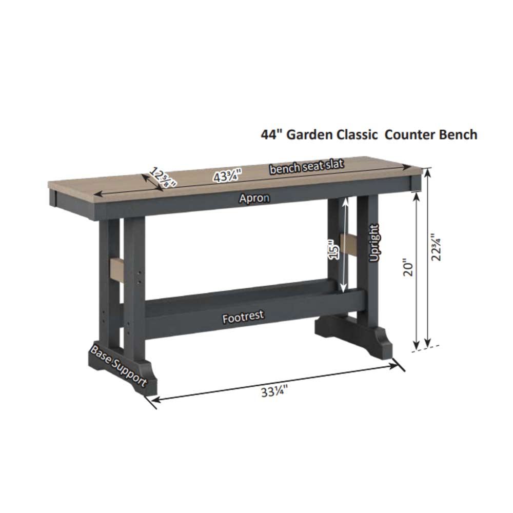 Garden Classic 44" Counter Bench
