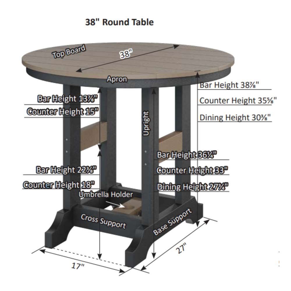 Garden Classic 38" Hammered Round Bar Table