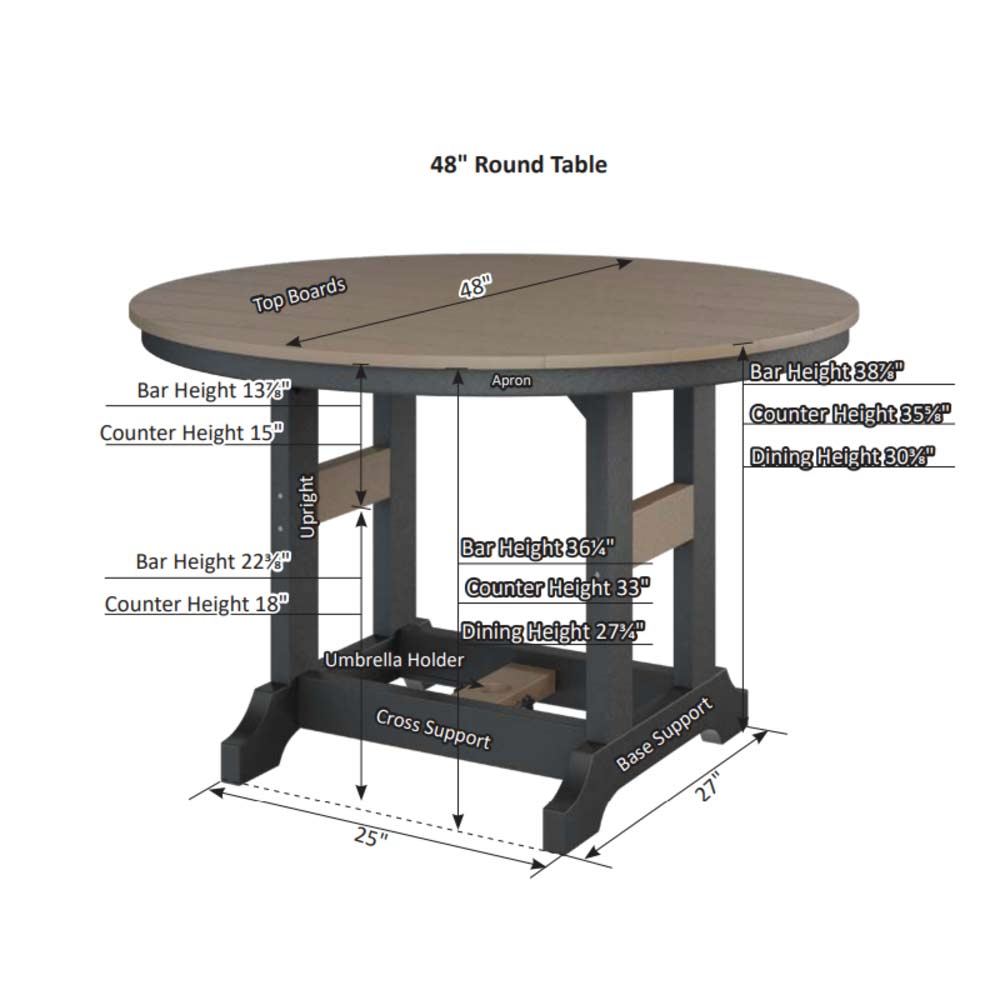 Garden Classic 48" Hammered Round Bar Table