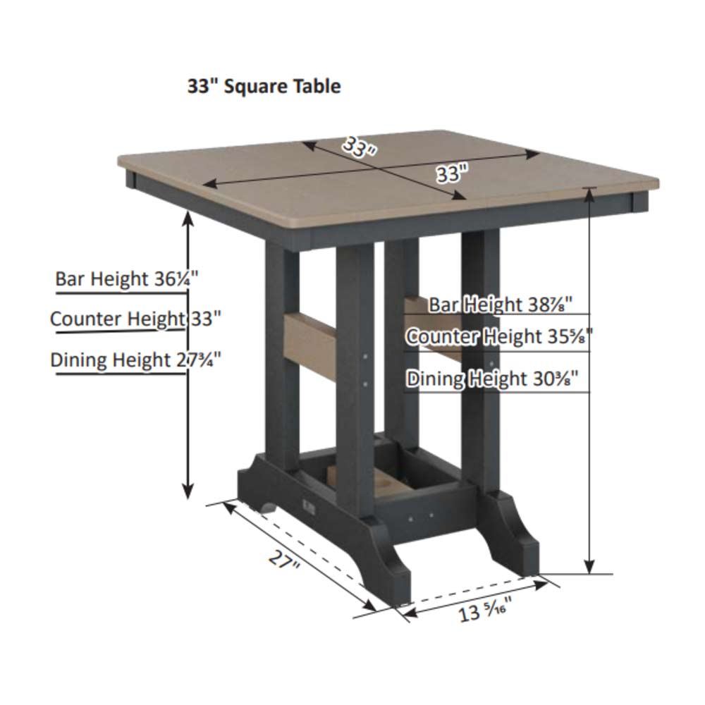 Garden Classic 33" Hammered Square Bar Table