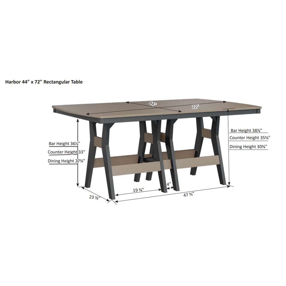 Harbor 44" X 72" Hammered Rectangular Bar Table