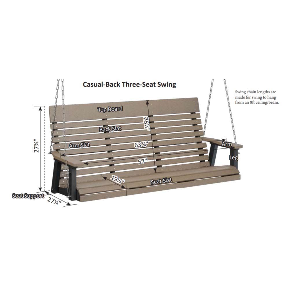 Casual-Back 3-Seat Swing (Zinc Chains)