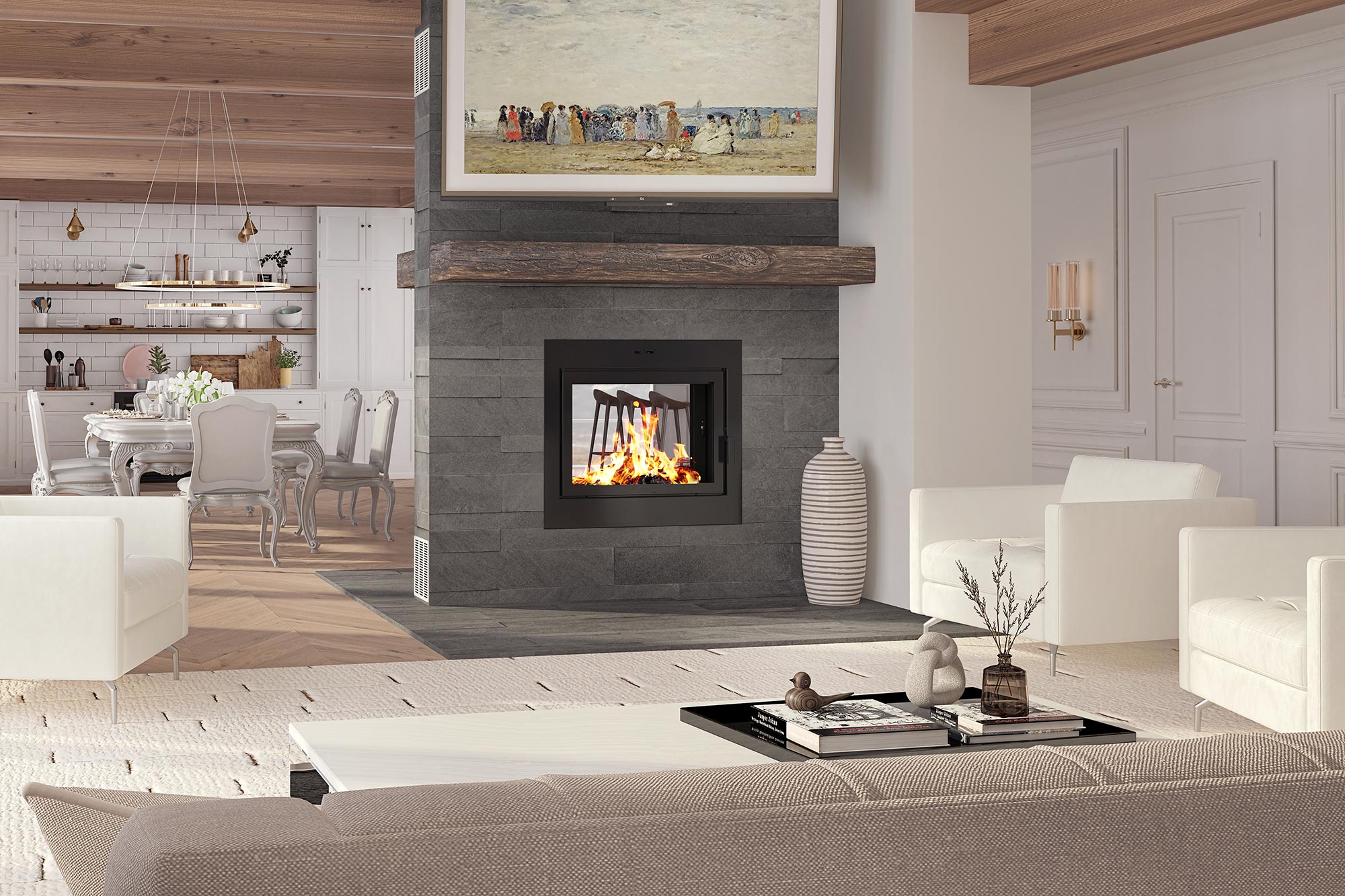 Ambiance Elegance Clean Face Wood Fireplace